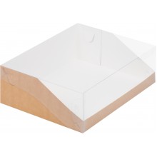Короб картонный 235х235х100 крафт с прозрачной крышкой